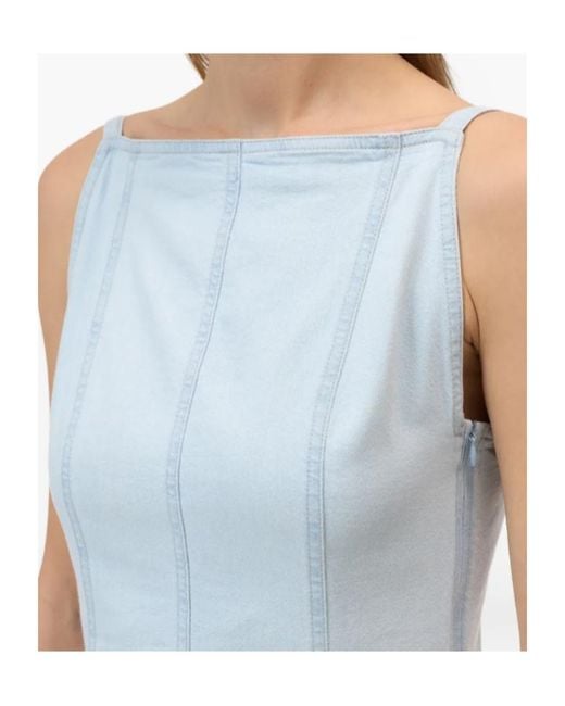 Closed Blue Strap Top