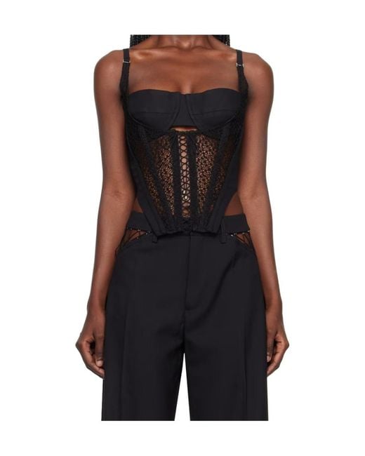 Dion Lee Black Lace-Up Corset Tank Top