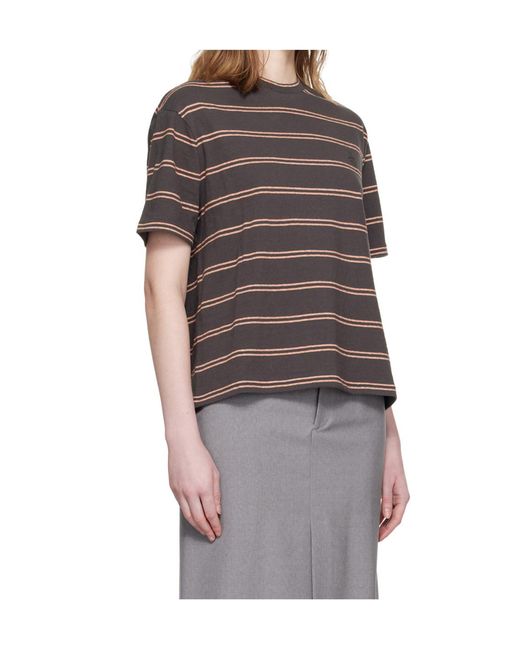 Jil Sander Black Striped Embroidered T-Shirt