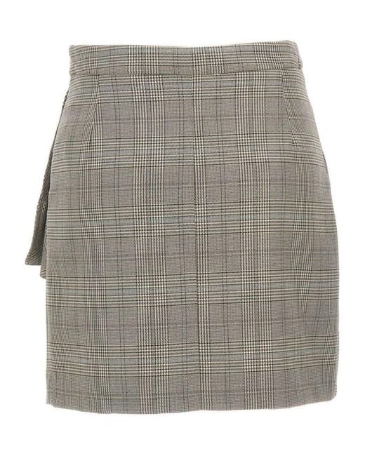 Kaos Gray Prince Of Wales Wrap Mini Skirt