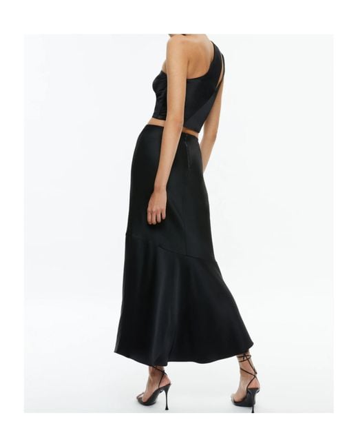 Alice + Olivia Black Piera One-Shoulder Twisted Vest
