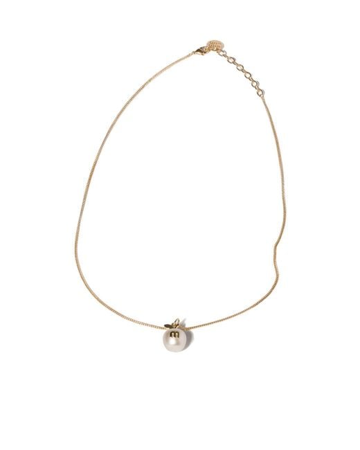 Miu Miu White Metal Necklace With Pendant