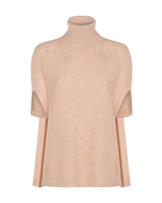Fabiana Filippi Natural Short-Sleeved High-Neck Sweater