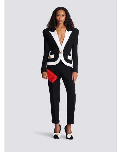 Balmain Black Two-tone Wool Jacket