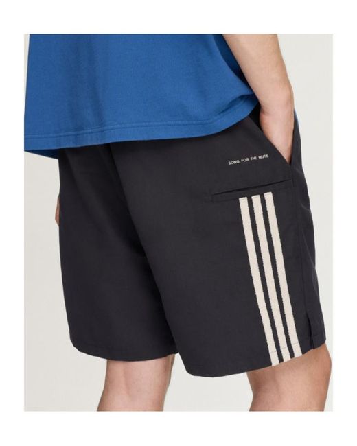 Song For The Mute Black X Adidas 007 Logo-Embroidered Side-Stripe Shorts for men