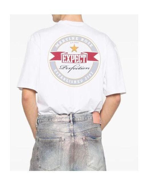 Martine Rose White Logo Printed Crewneck T-Shirt for men