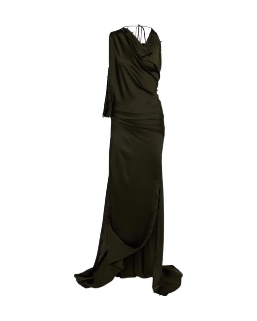 Victoria Beckham Black Draped Crêpe Satin Gown