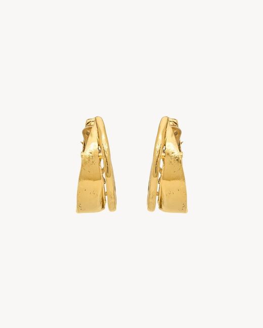Saint Laurent Metallic Large Cassandre Earrings