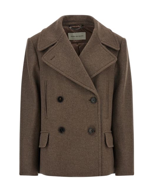 Dries Van Noten Brown Double-Breasted Coat