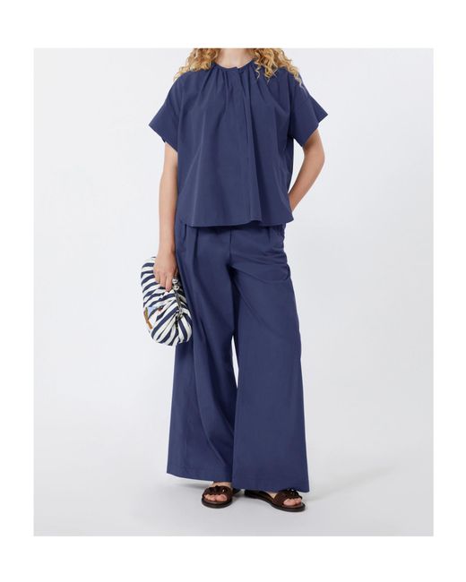 Weekend by Maxmara Blue Gathered Blouse