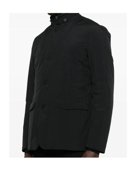 Herno Black Button-Fastening Stand-Collar Jacket for men