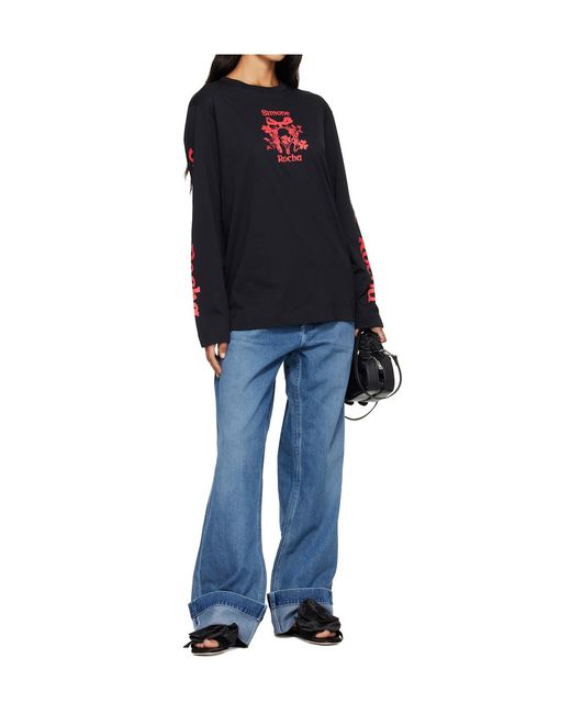 Simone Rocha Blue Printed Long-Sleeved T-Shirt