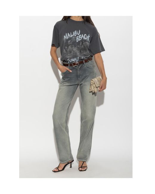 Anine Bing Black Crew-Neck T-Shirt