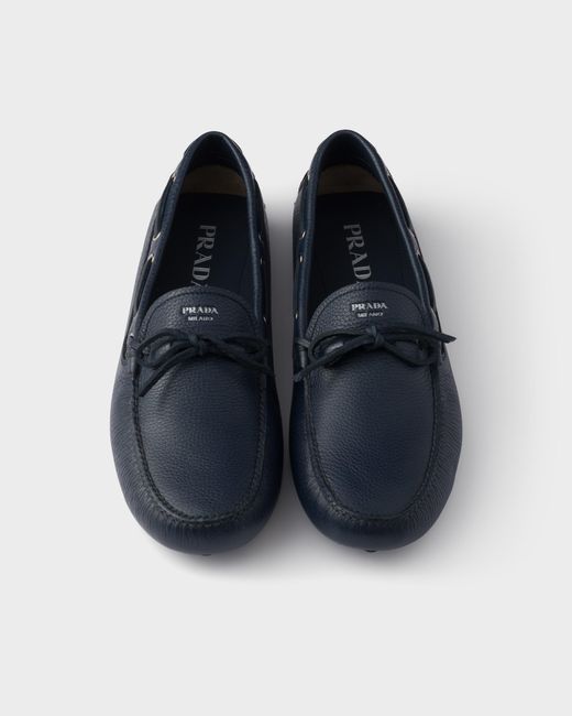 Prada Blue Leather Driving Shoe for men