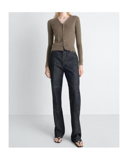 Lemaire Brown Buttoned V-Neck Cardigan