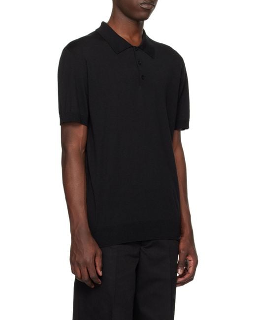 Golden Goose Deluxe Brand Black Logo Patch Polo Shirt for men