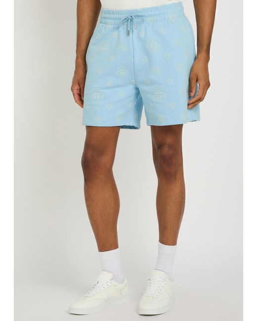 Casablanca Blue Logo-Monogrammed Cotton Shorts for men