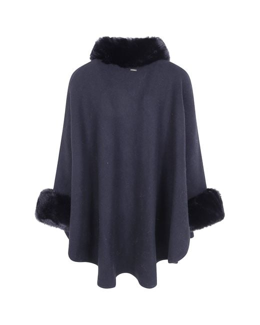 Twinset Blue Faux-Fur Cape