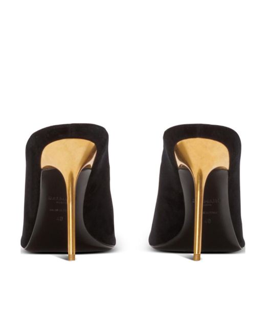 Balmain Velvet Ruby Mules in Black | Lyst