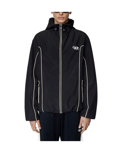 DIESEL Black J-Hives Logo-Appliqué Hooded Jacket for men
