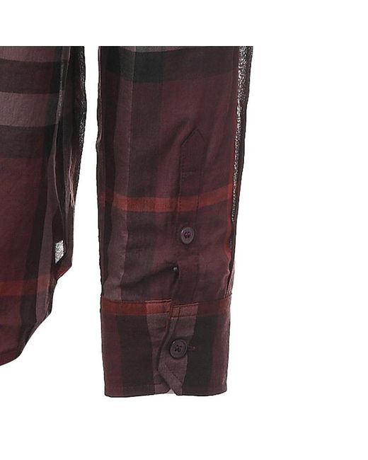 Burberry Purple Plaid Long-Sleeved Shirt