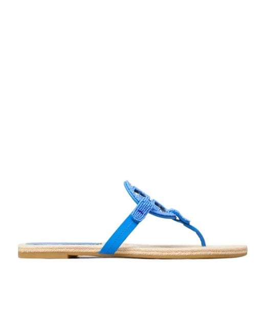 Tory Burch Blue Miller Beaded Espadrilles