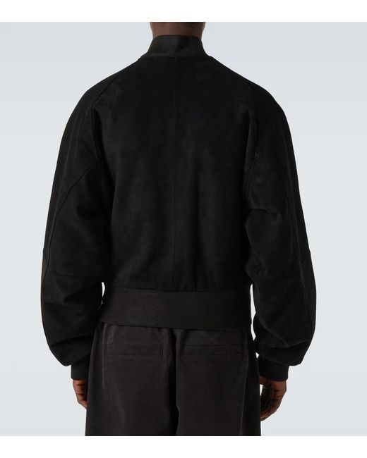 Entire studios Black Suede Bomber Jacket for men
