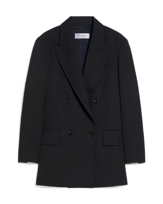 Max Mara Black Amaca Double-Breasted Long-Sleeved Jacket