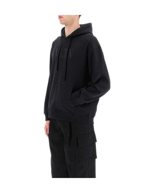 Valentino Blue Vltn Logo Printed Drawstring Hoodie for men