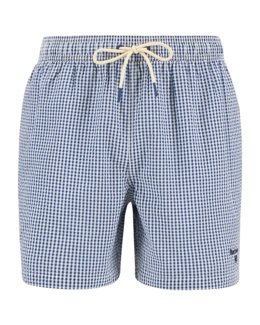 Barbour Blue Gingham Seersucker Swim Short for men