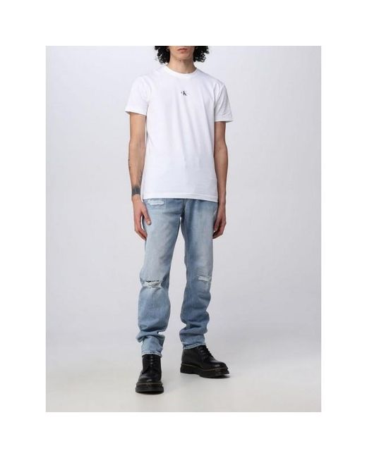Calvin Klein White Logo-Print Cotton T-Shirt for men