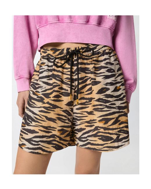 Pinko Multicolor Drawstring Print Shorts