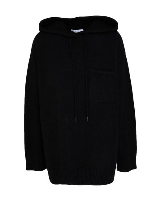Max Mara Black Solid Color Hooded Knit Sweater