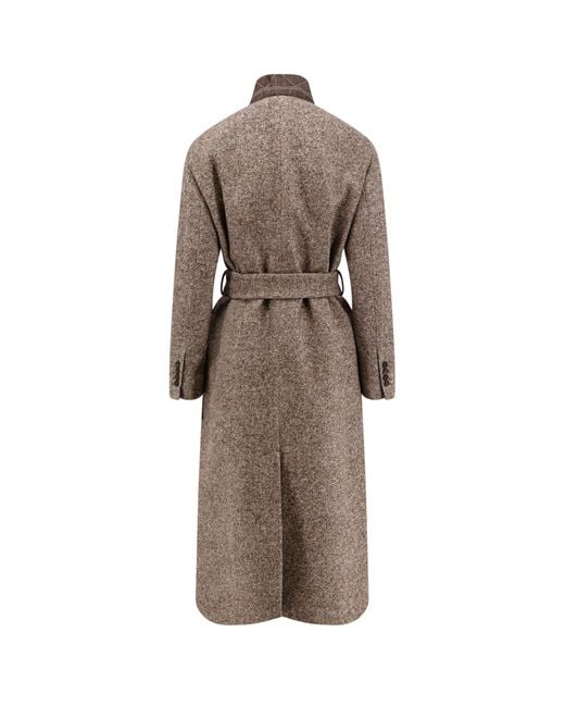 Brunello Cucinelli Brown Wool Blend Padded Coat