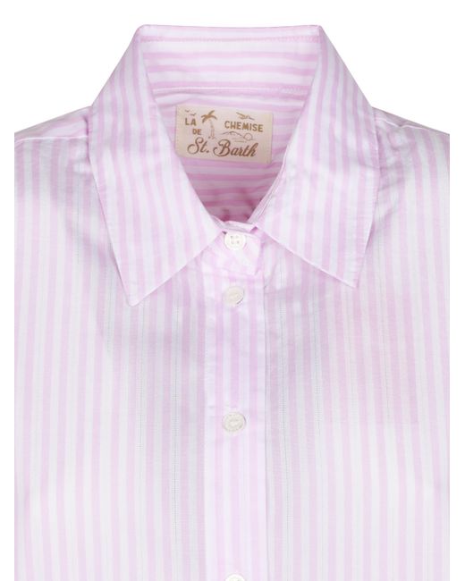 Mc2 Saint Barth Pink Adeline Striped Long Shirt