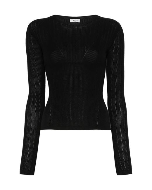 Lanvin Black Ribbed-Knit Jumper