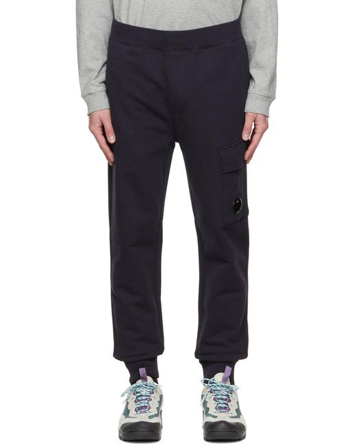 C P Company Blue Lens-Detail Cargo Sweatpants for men