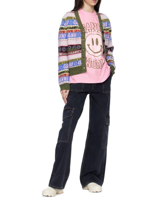 Ganni Pink Smiley T-Shirt