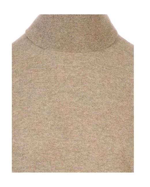 Agnona Brown Long-Sleeve High-Neck Top for men