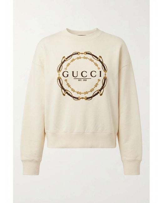 Gucci White Print Jersey Sweatshirt