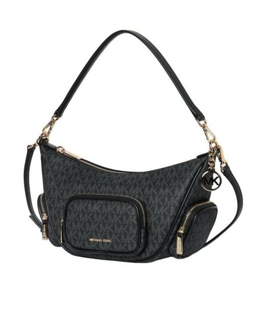 Michael Kors Black Merritt Small Signature Logo Convertible Shoulder Bag
