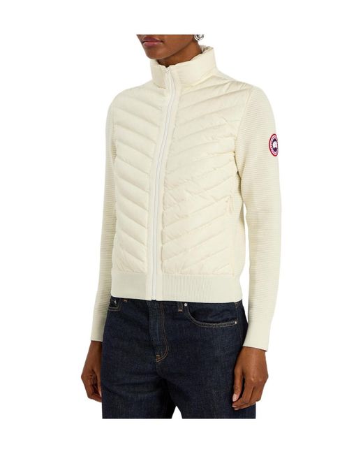 Canada Goose White Hybridge Padded Shell And Wool-Knit Jacket