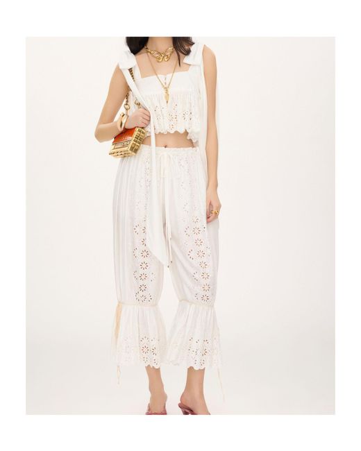 Chloé White Fluid Drawstring Pants