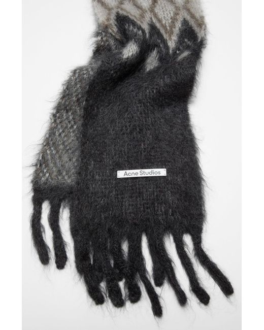 Acne White Fringed Scarf for men