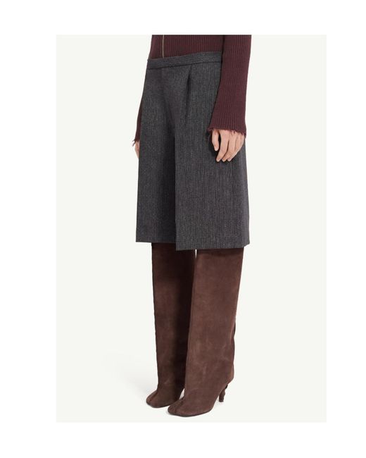 MM6 by Maison Margiela Gray Striped Wool Blend Tailored Shorts