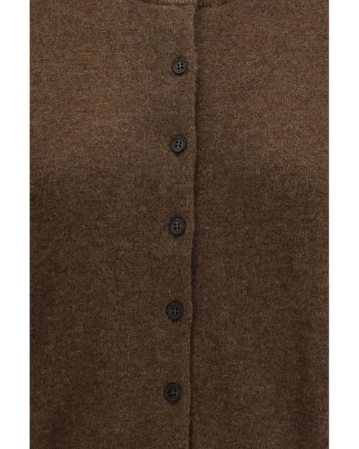 Lisa Yang Brown Marene Button-Up Crewneck Cardigan