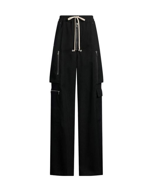 Rick Owens Black Solid Color Cargo Pants