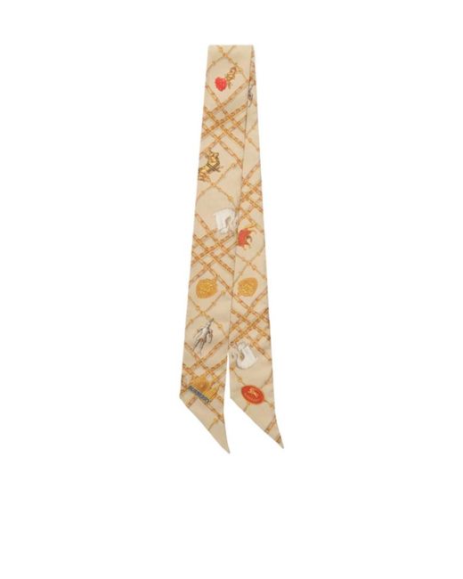 Burberry Metallic Skinny Check Charm Silk Scarf