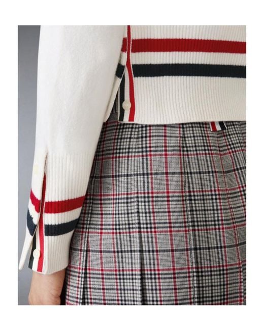 Thom Browne White Rwb-Stripe Cashmere Cardigan