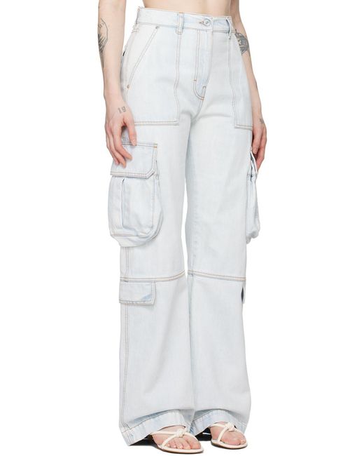 MSGM White Mid-Rise Straight-Leg Cargo Jeans